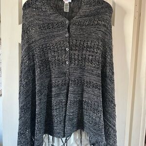 LuLaRoe Women’s Black Shawl/ Cardigan with buttons and fringe OS